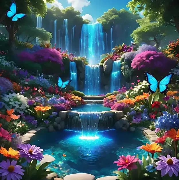 Diamond Painting DIY Craft – Butterfly Waterfall Landscape